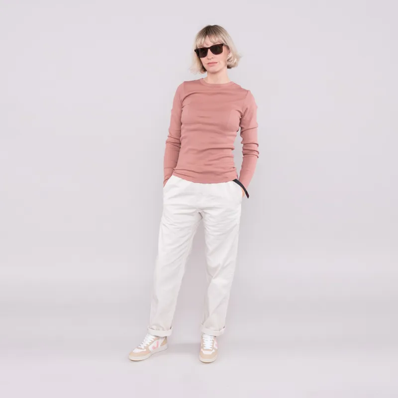 Colorful Standard Womens Organic Rib Long Sleeve T Shirt Rosewood Mist-1