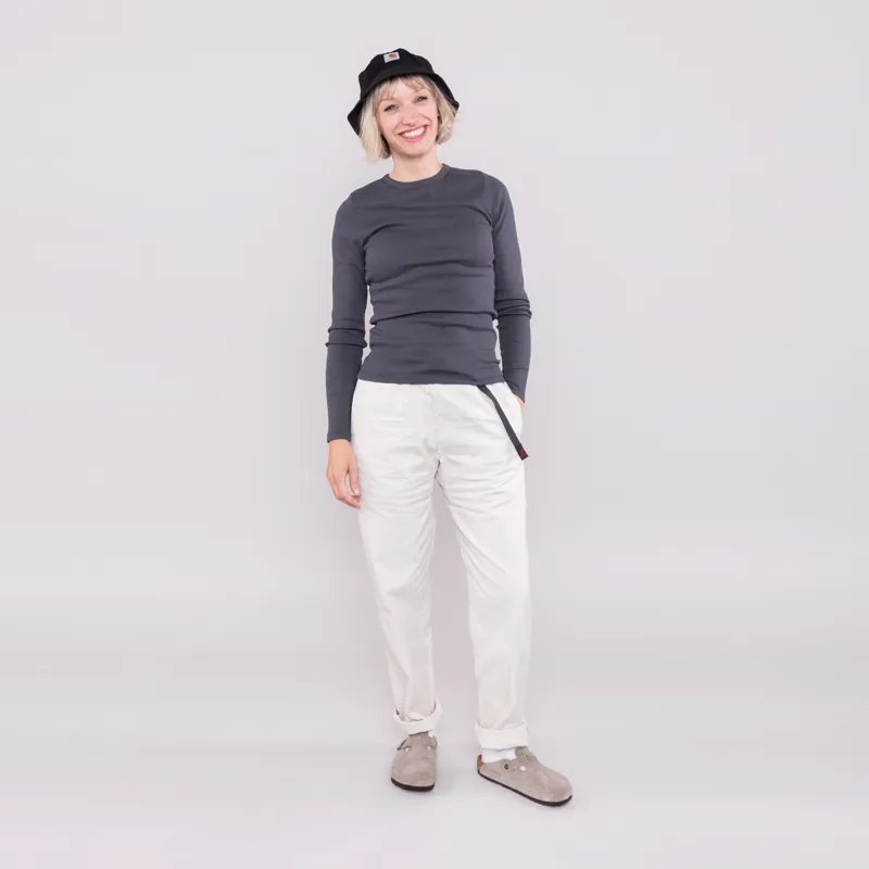 Colorful Standard Womens Organic Rib Long Sleeve T Shirt Lava Grey-1