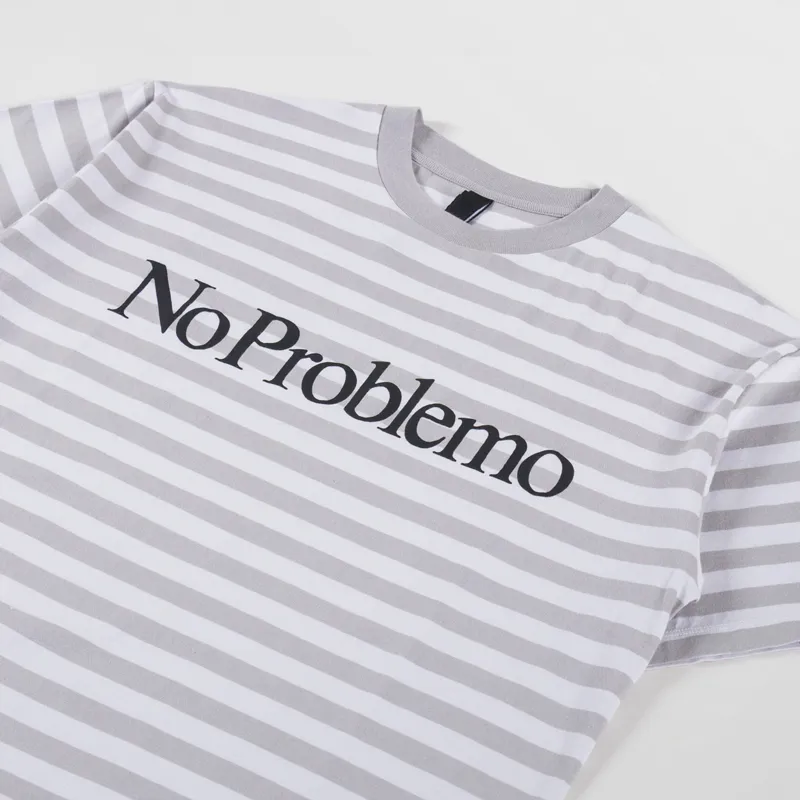 No Problemo Striped T Shirt Grey-1