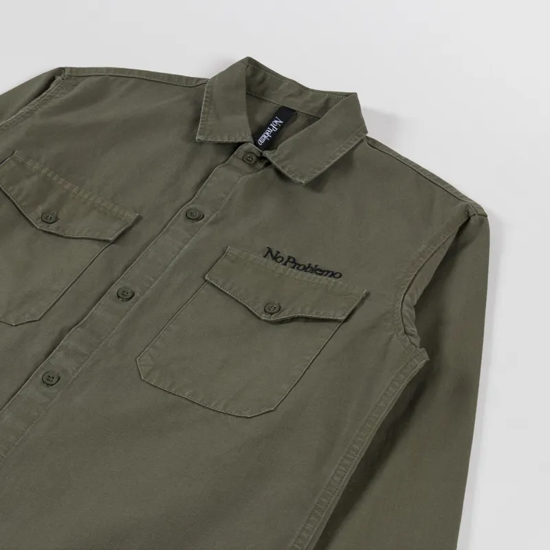 No Problemo Mini Problemo Ripstop Work Shirt Olive-2