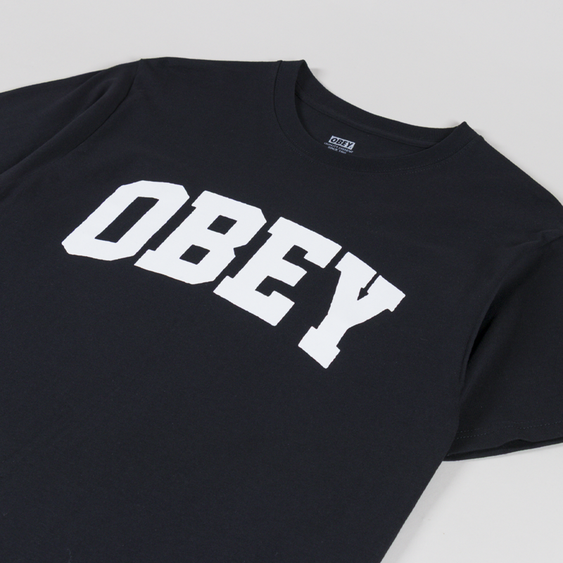 Obey Collegiate T Shirt Black-1