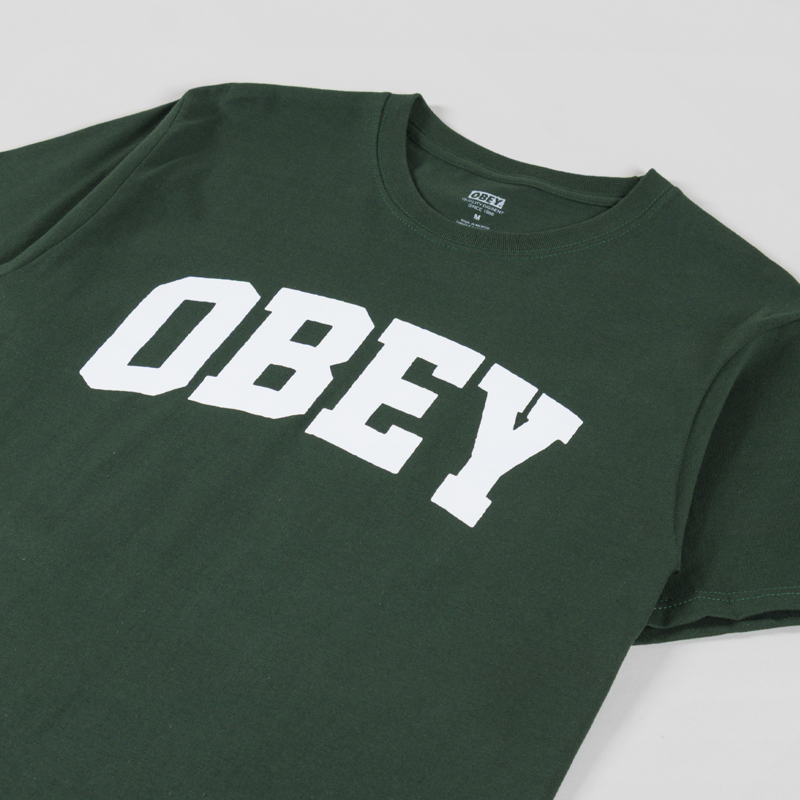 Obey Collegiate T Shirt Forest Green-1