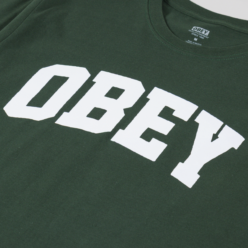 Obey Collegiate T Shirt Forest Green-2