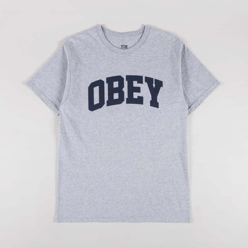 Obey Collegiate T Shirt Heather Grey