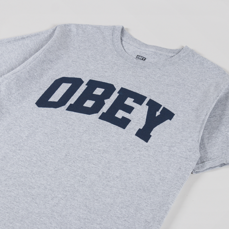 Obey Collegiate T Shirt Heather Grey-1