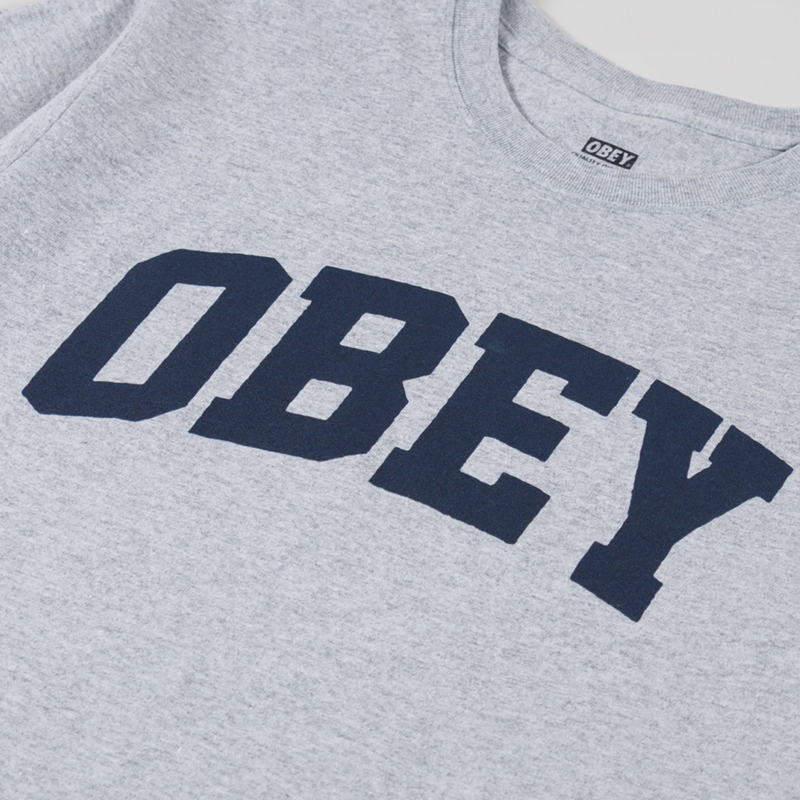 Obey Collegiate T Shirt Heather Grey-2