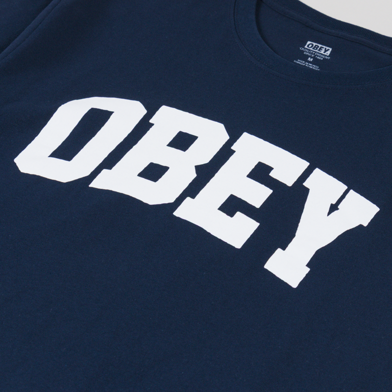 Obey Collegiate T Shirt Navy-2
