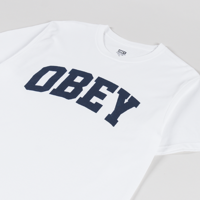Obey Collegiate T Shirt White-1