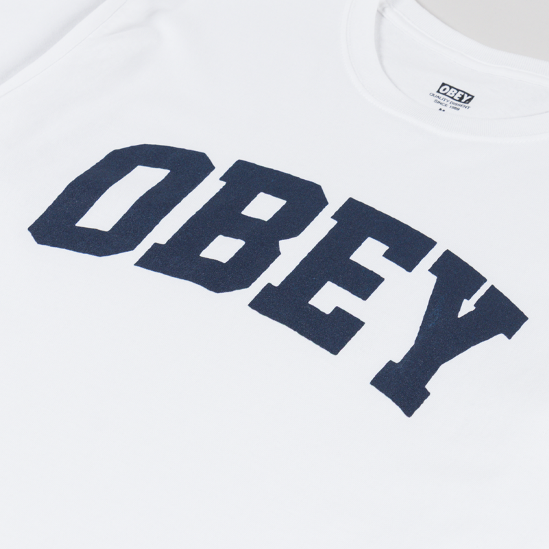 Obey Collegiate T Shirt White-2