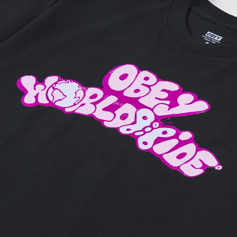 Obey Global Butterfly T Shirt Black-2