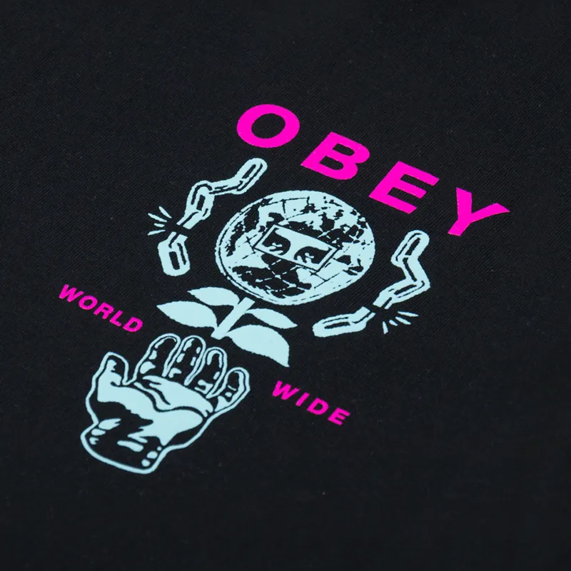 Obey Helping Hand T Shirt Black-5