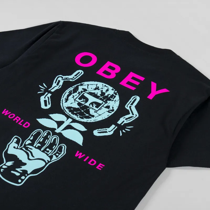 Obey Helping Hand T Shirt Black-2