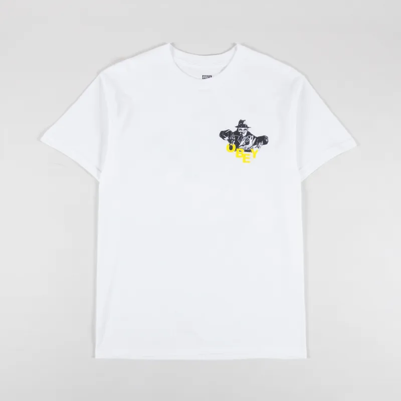 Tシャツ・カットソー OBEY Men T-shirt White 167924096 VWT OBEY Clothing Strawberry Relaxed Men's T-Shirt White