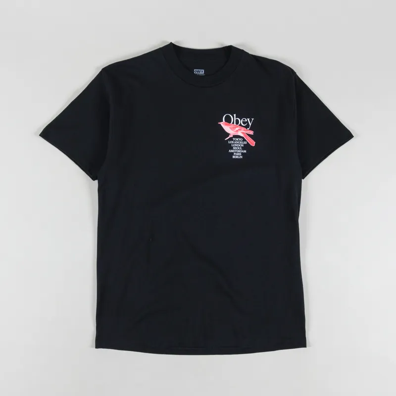 Obey Bird T Shirt Black-1