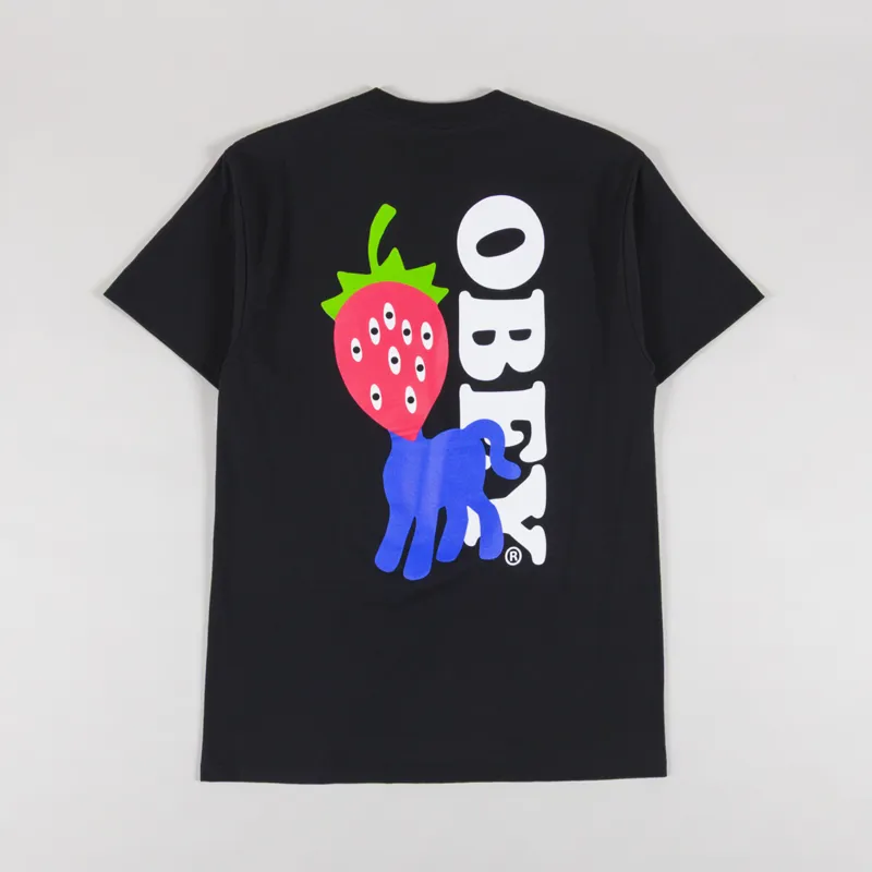 Obey Strawberry T Shirt Black