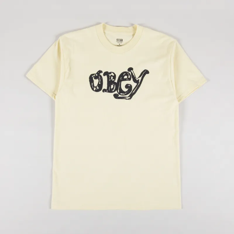 Obey Marker T Shirt Pale Yellow