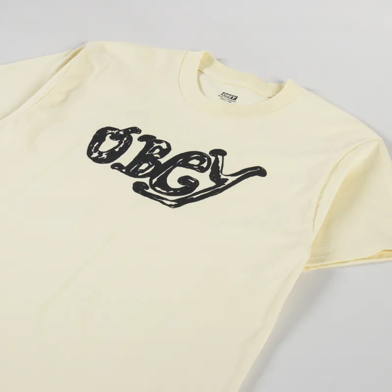 Obey Marker T Shirt Pale Yellow-1