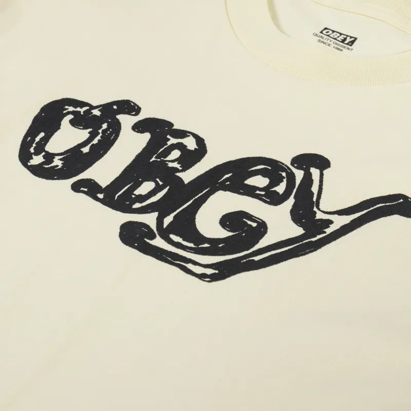 Obey Marker T Shirt Pale Yellow-2