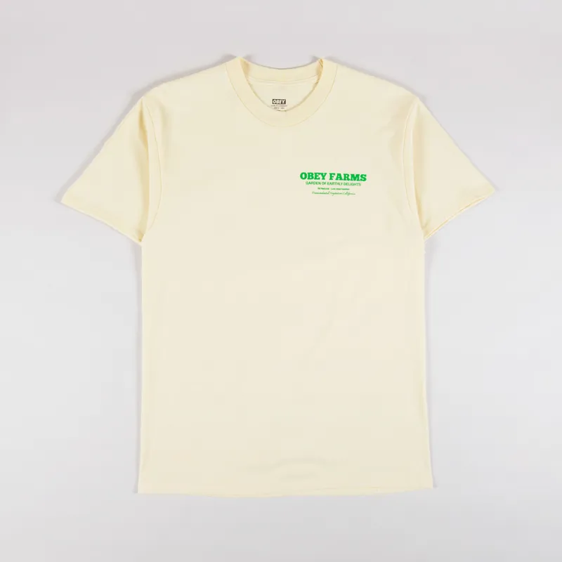 Obey Farms T Shirt Pale Yellow-1