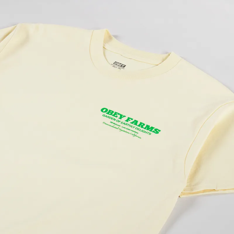 Obey Farms T Shirt Pale Yellow-3