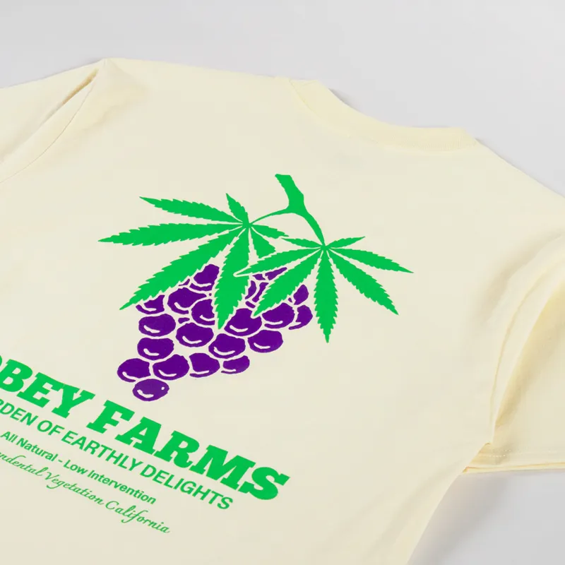 Obey Farms T Shirt Pale Yellow-2
