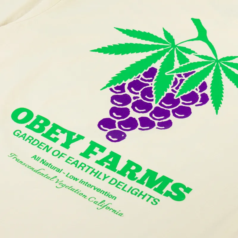 Obey Farms T Shirt Pale Yellow-4