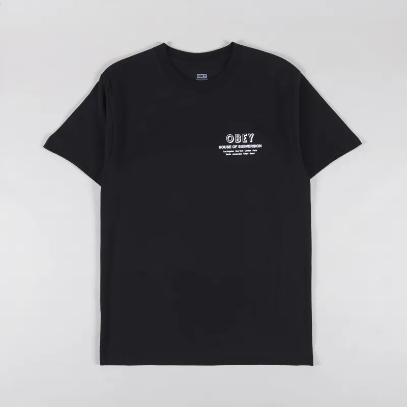 Obey House Of Subversion T Shirt Black-1