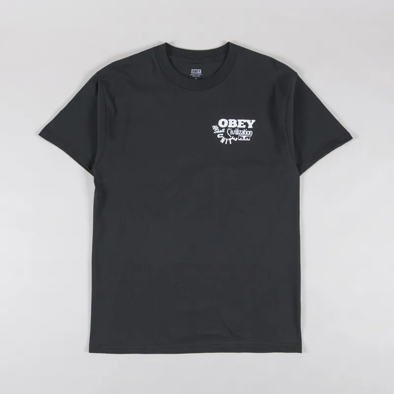 Obey Civilization T Shirt Vintage Black-1