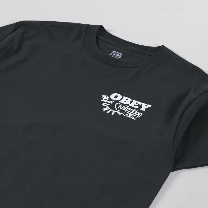 Obey Civilization T Shirt Vintage Black-3