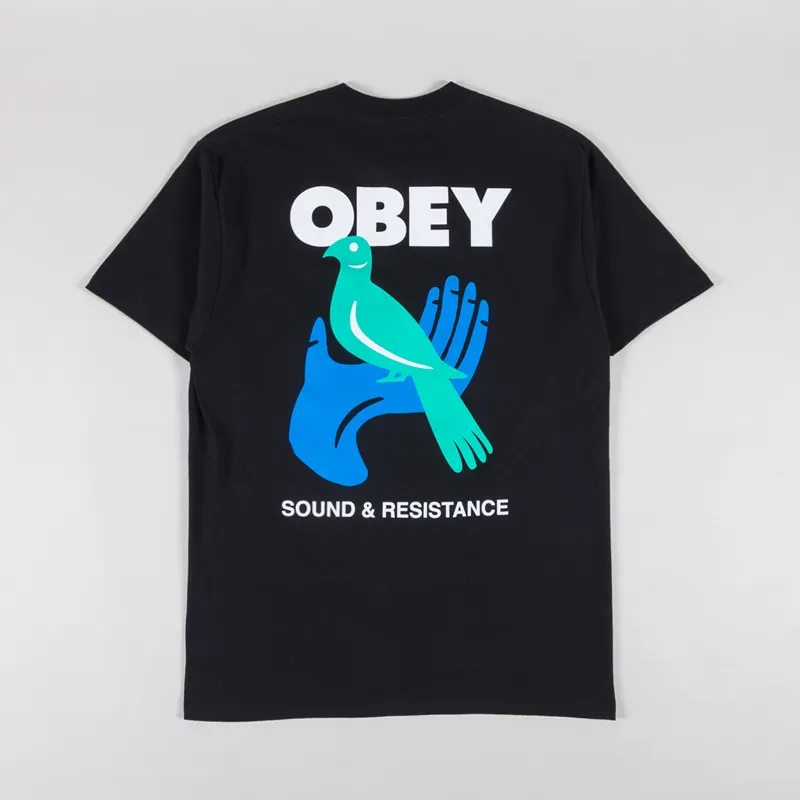 Obey Sound + Resistance Bird T Shirt Black