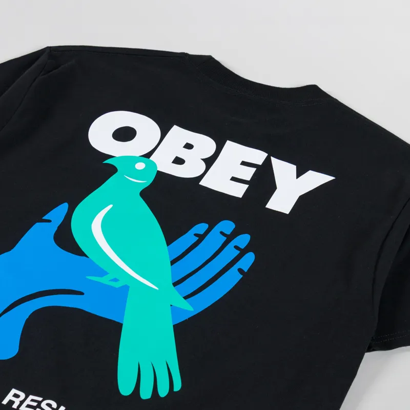 Obey Sound + Resistance Bird T Shirt Black-2