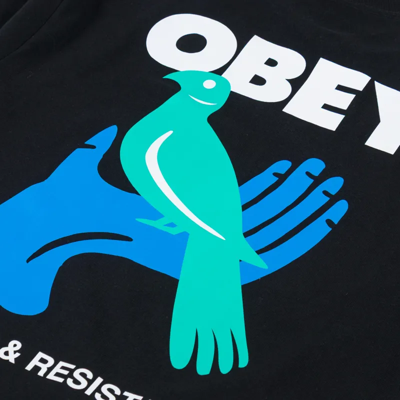 Obey Sound + Resistance Bird T Shirt Black-4