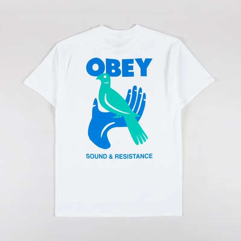 Obey Sound + Resistance Bird T Shirt White
