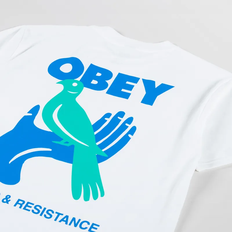 Obey Sound + Resistance Bird T Shirt White-2