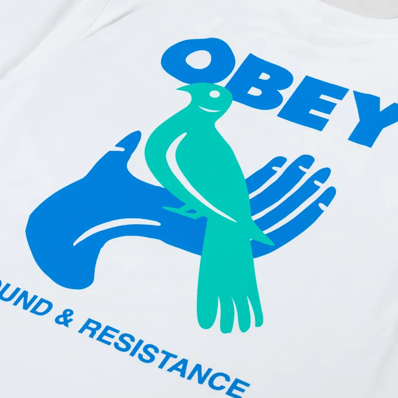 Obey Sound + Resistance Bird T Shirt White-4