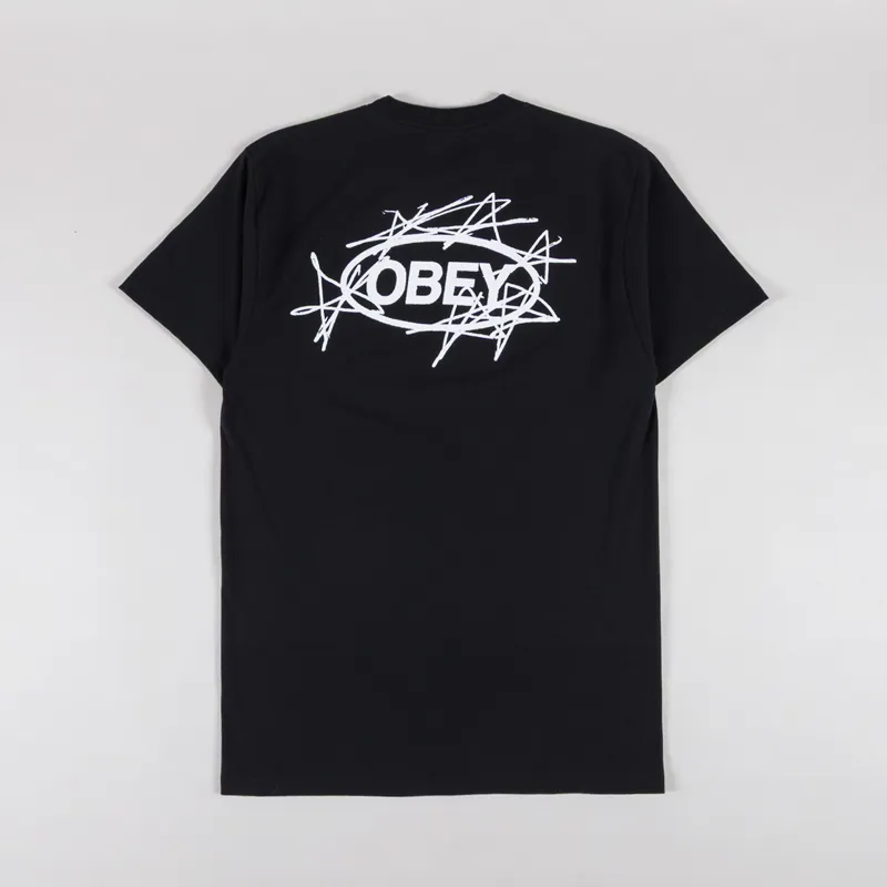 Obey Scribble Stars T Shirt Black