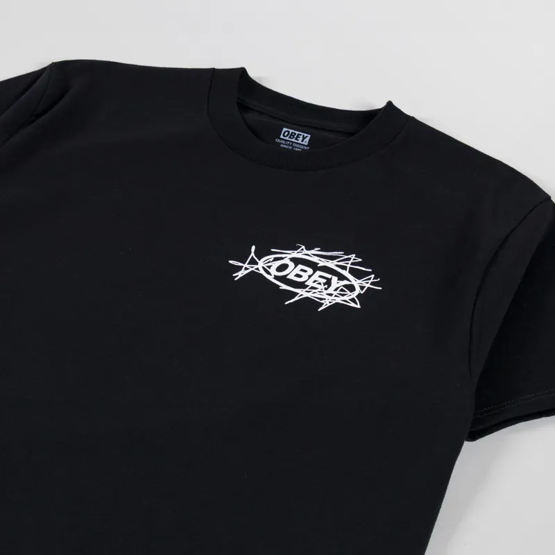 Obey Scribble Stars T Shirt Black-3