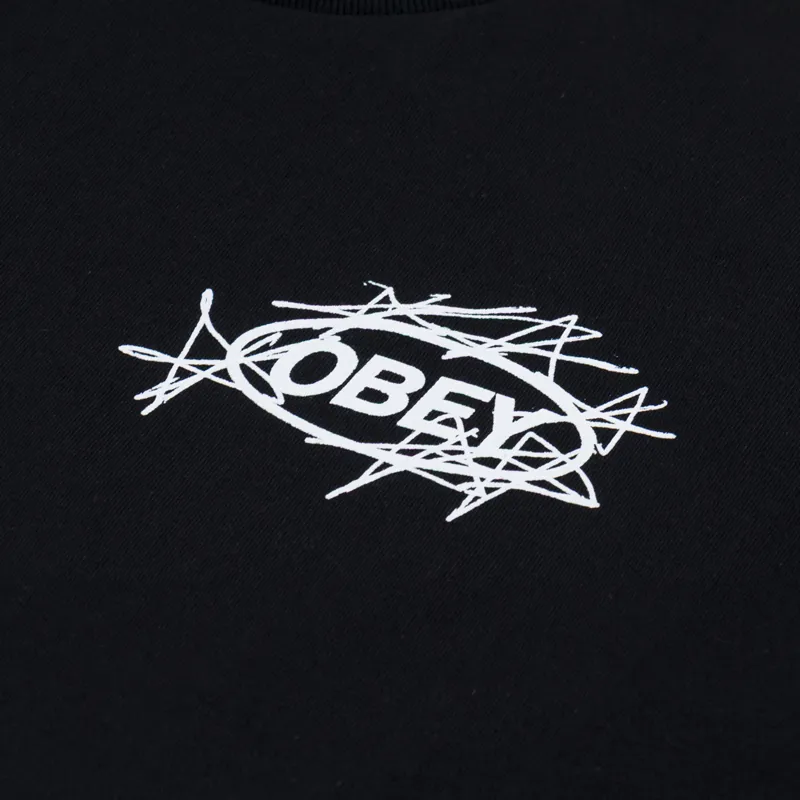 Obey Scribble Stars T Shirt Black-5
