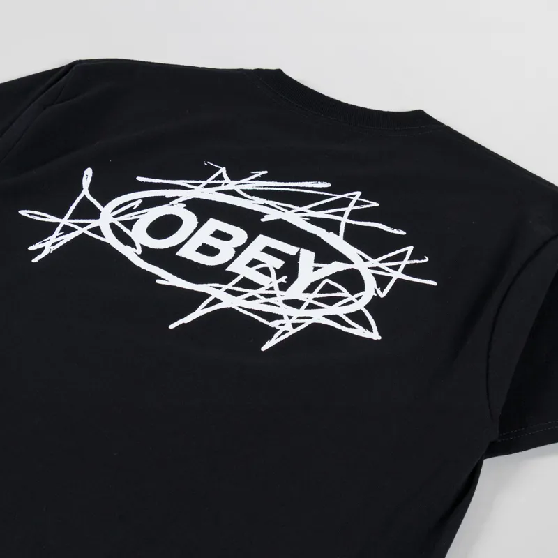 Obey Scribble Stars T Shirt Black-2