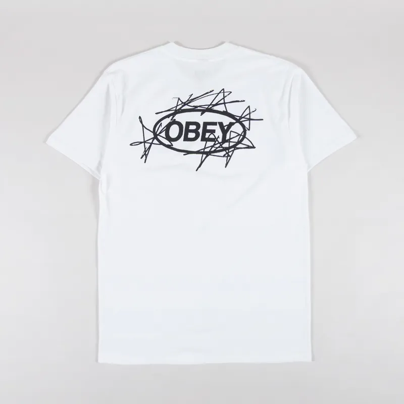 Obey Scribble Stars T Shirt White