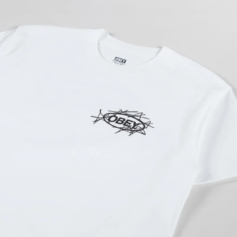 Obey Scribble Stars T Shirt White-3