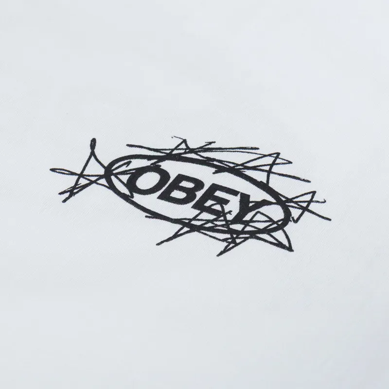 Obey Scribble Stars T Shirt White-5