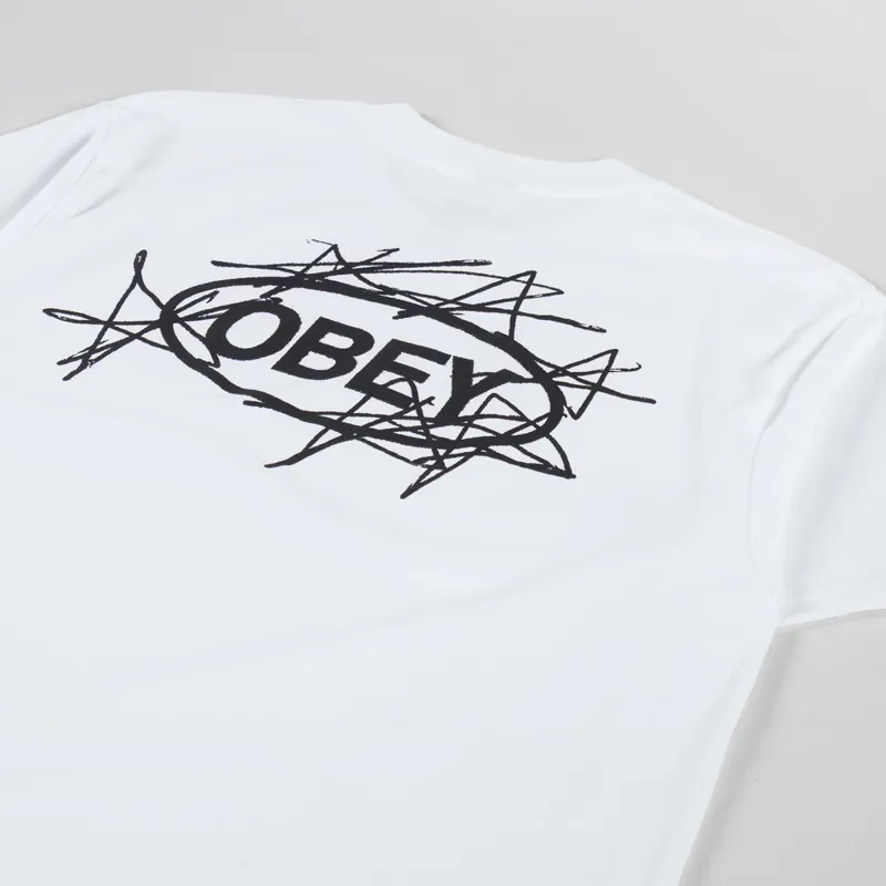 Obey Scribble Stars T Shirt White-2