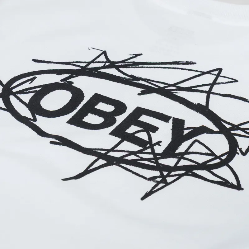 Obey Scribble Stars T Shirt White-4
