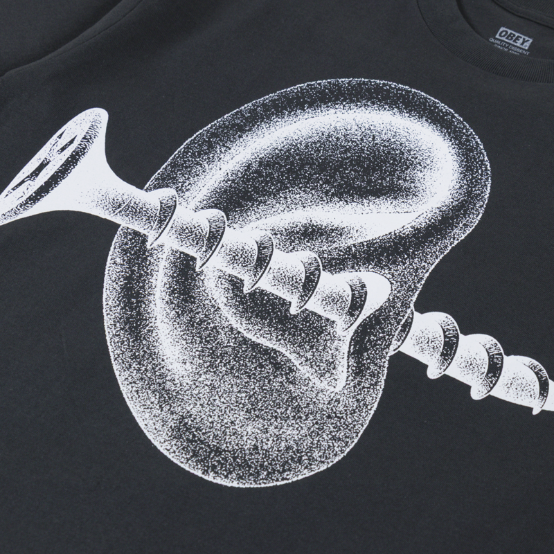 Obey Records Ear T Shirt Vintage Black-5