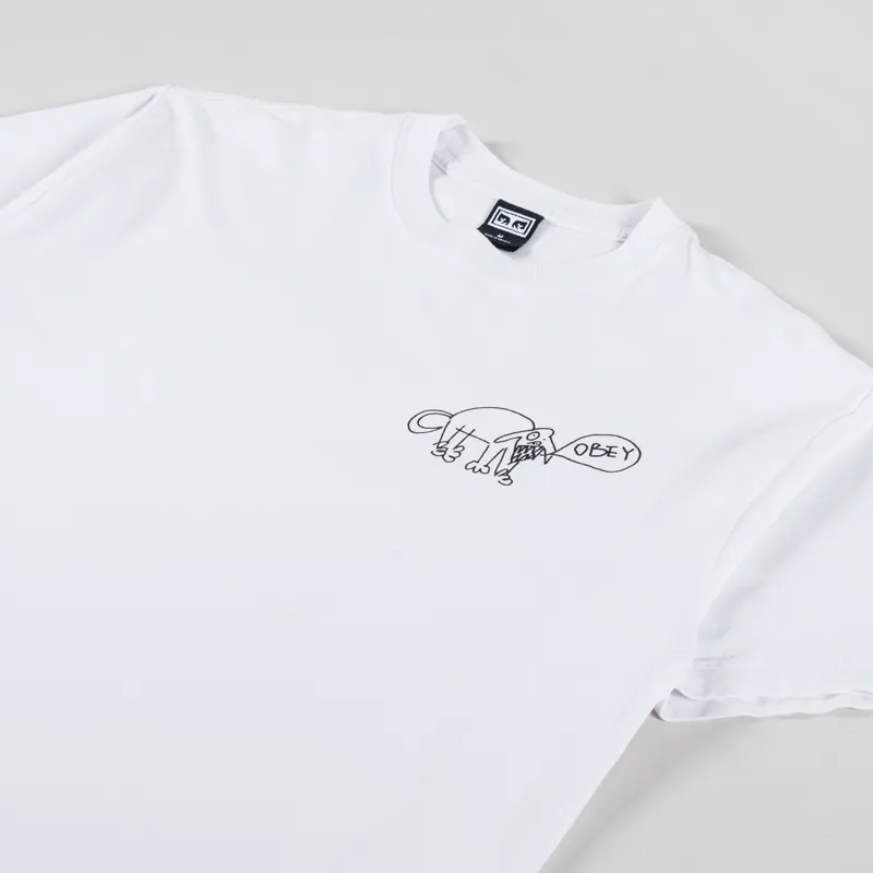 Obey Angry Dog T Shirt Vintage White-3