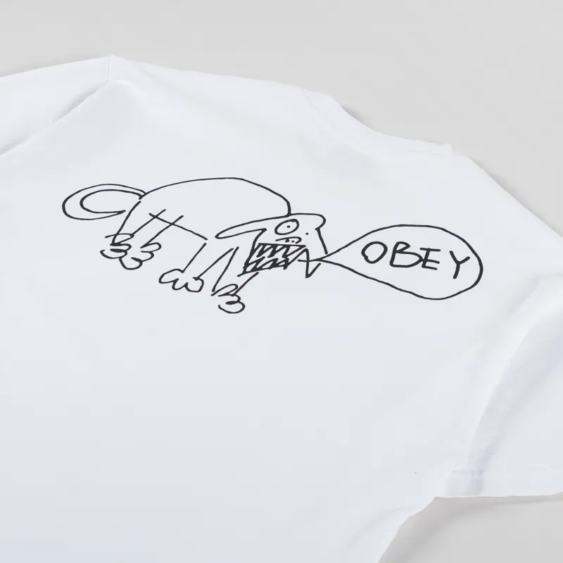 Obey Angry Dog T Shirt Vintage White-2