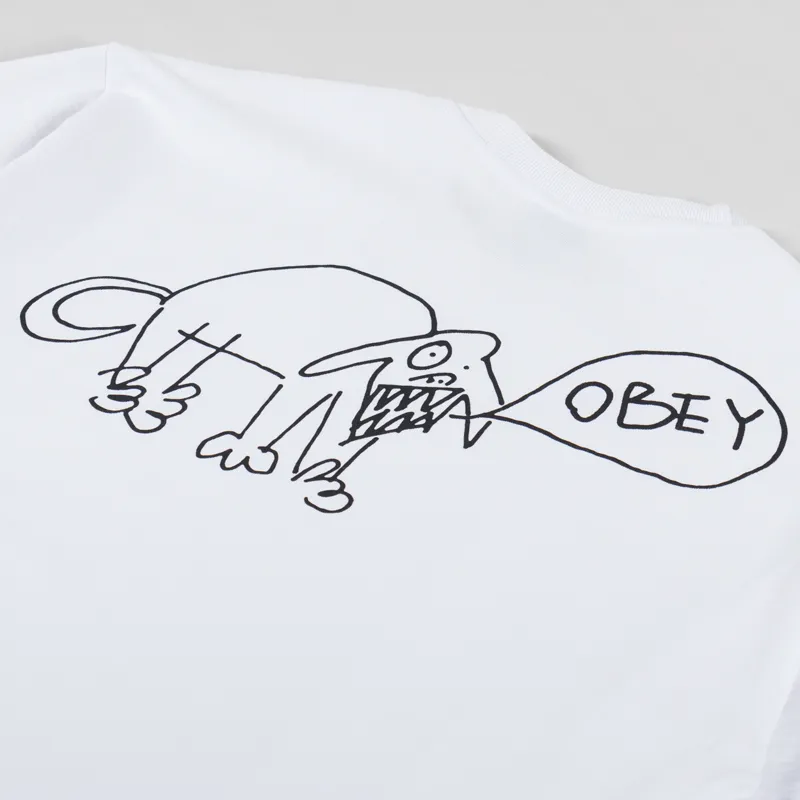 Obey Angry Dog T Shirt Vintage White-4