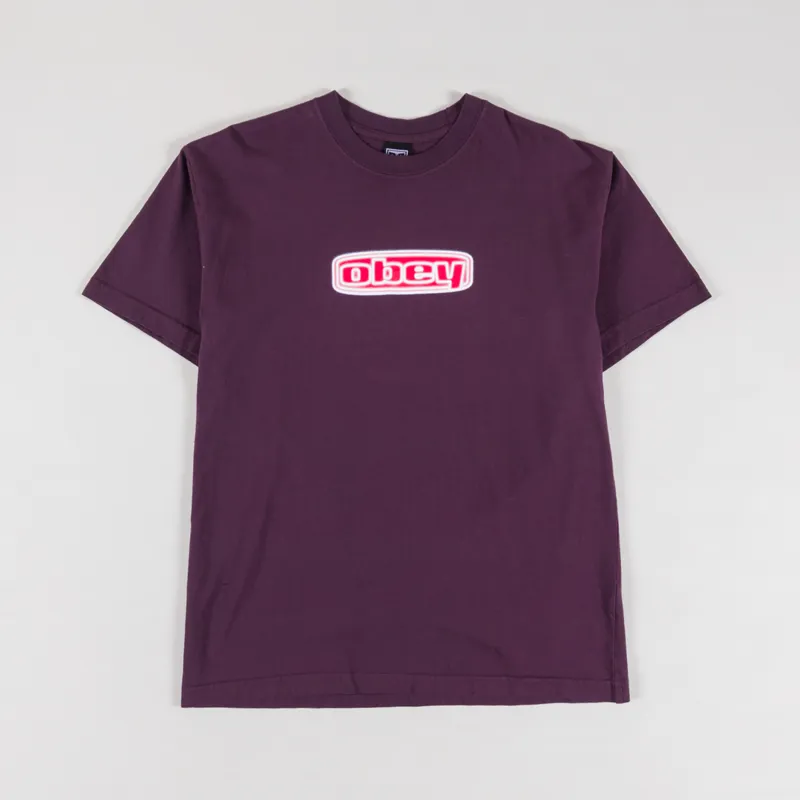 Obey Oval T Shirt Plum Perfect