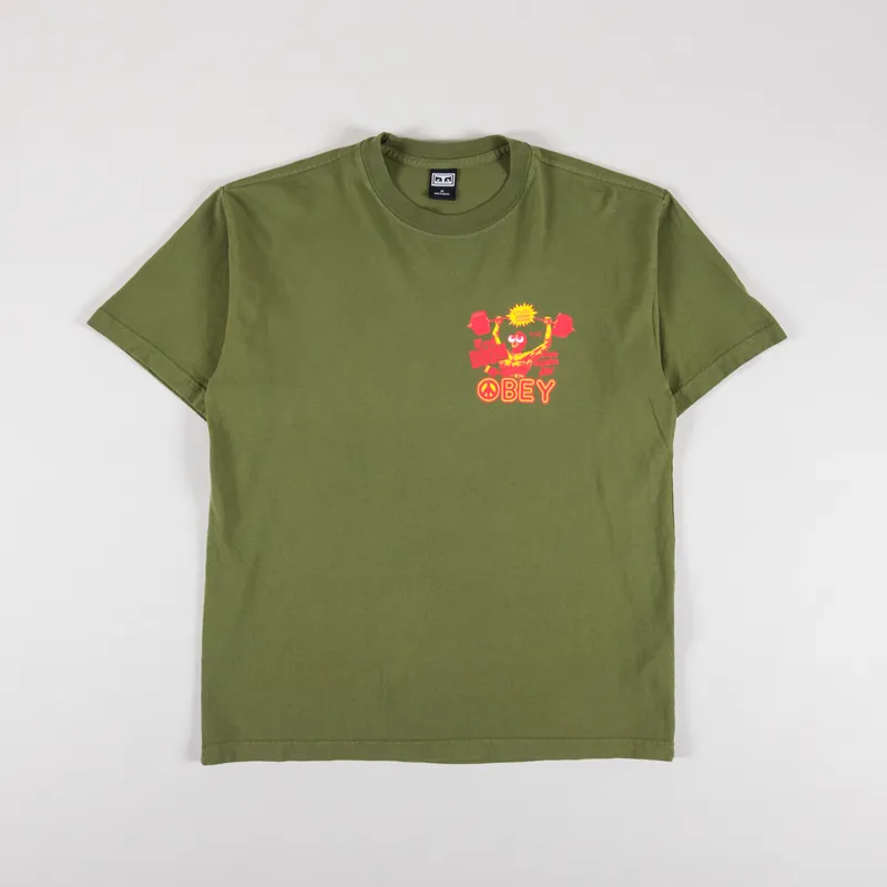 Obey Live Again Now T Shirt Moss Green-1